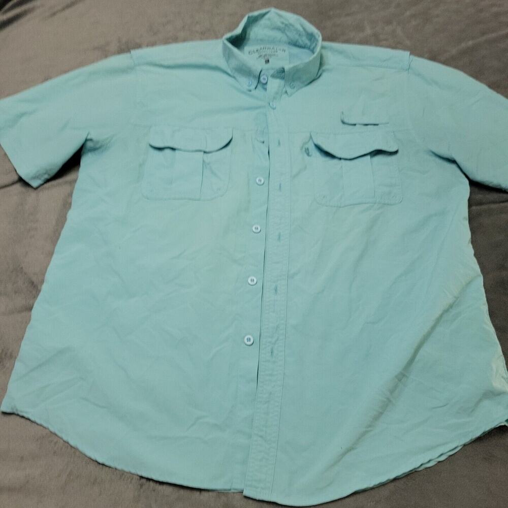 Clearwater Shirt Mens Extra Large Blue Flap Pockets‎ Short Sleeve Vented Pockets